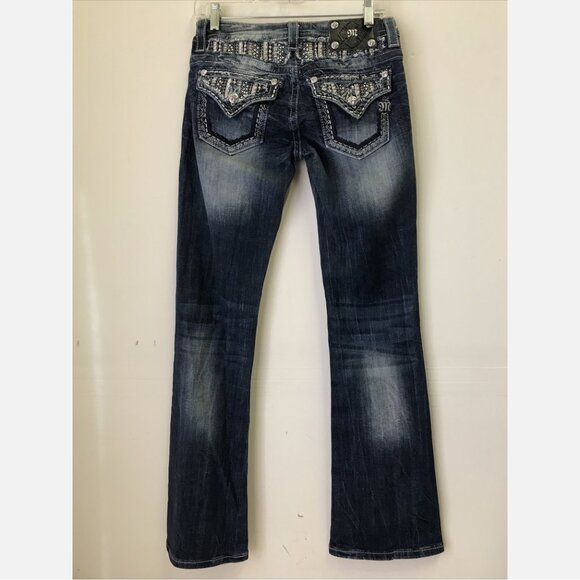 Miss Me Sequin Embellished Bootcut Blue Denim Jeans - Picture 1 of 2